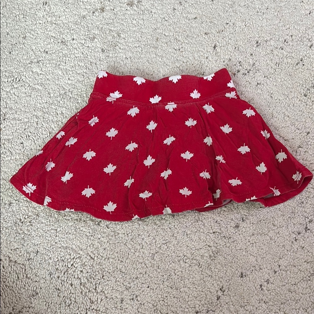 The Children's Place Girls Red Skort with Canada Maple Leaf Pattern Kids Size XS